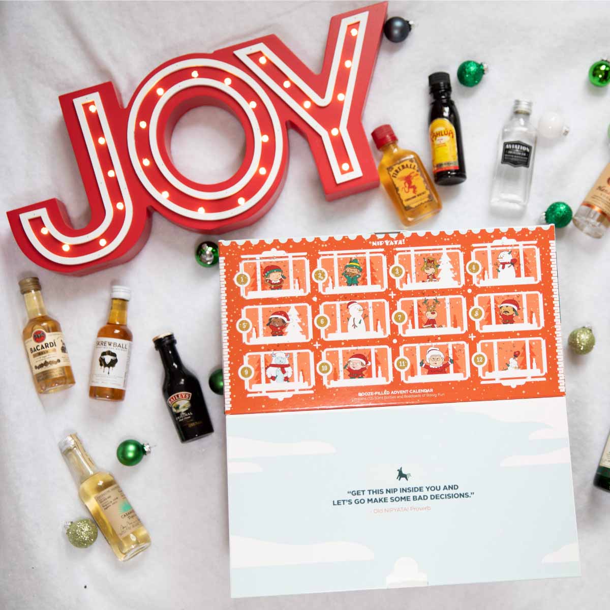 NIPYATA!® Boozy Advent Calendar: 12 Shots of Christmas®! (12 Bottles Pre-loaded)